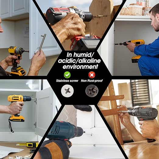 White Head 50 PCS #12X2-1/2(2.5 inch) Stainless Steel Phillips Flat Head Wood Screws,Stainless Steel 18-8 A2(304) Screw,Home Screw Kit by QISHENG