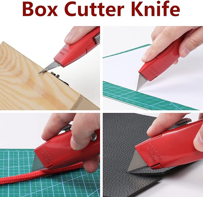 DIYSELF 30 Pack Box Cutter Heavy Duty Aluminium Shell Utility Knife | SK5 Steel Sharp Blade | Retractable Knife for Cutting Cartons Ropes and Cardboard | Home and Office Use (Red)