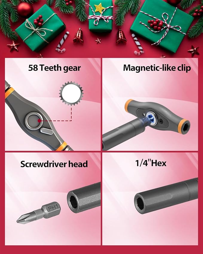 Saker 42-in-1 Magnetic Screwdriver Set for Christmas Gifts, Screwdriver Kit with T Handle & Storage Case, Holiday Gifts for Men, DIY, Furniture, Computer, and Bicycle Repair, Orange