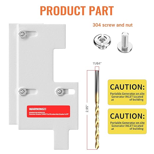 Generator Interlock Kit Compatible with GE General Electeric 150 or 200 Amp Panels 2-1/2 Inch Spacing Between Main and Branch Breaker