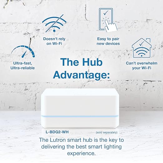 Lutron Caseta Original Smart Dimmer Switch (Lutron Smart Hub Required), for LED Lights, 150 Watt, Single-Pole/3-Way, No Neutral Required, PD-6WCL-WH, White, 6 Pack