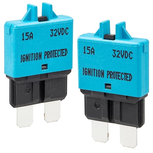 NuIth Manual Reset Mini Fuse Circuit Breakers 15A, E39 Low Profile ATO/ATC Circuit Breaker Blade Fuse 12V-32V DC 15A Re-settable Standard Blade Fuses for Car Truck RV Marine (2PCS-15A)