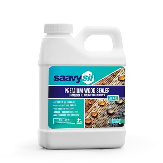 Eco-Friendly Silicone Premium Wood Waterproof Sealer – 16 oz Concentrate, Makes 1 Gallon, VOC-Free, Non-Toxic for Exterior/Interior Garden Bed, Planter, Deck, Fences & Furniture - Clear Finish