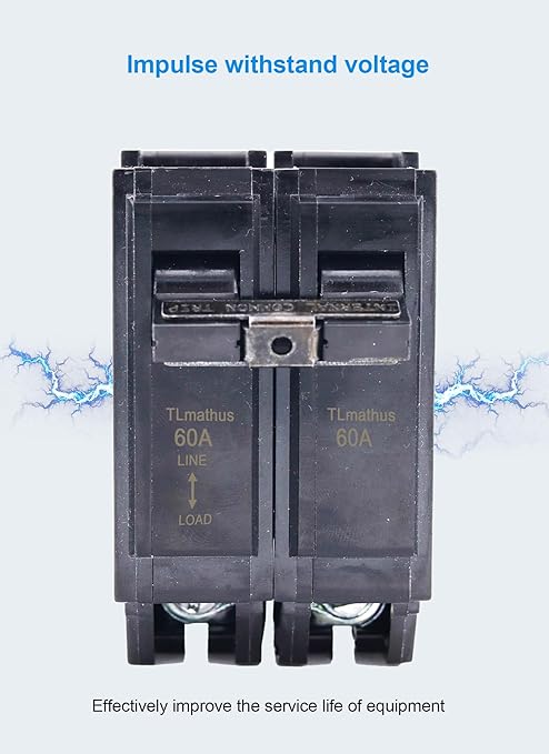 60 amp 2 Pole Breaker Plug-in Mount Type THQL Feeder Molded Case Circuit Breaker 120/240V AC, Compatible with GE Thick Series and Q-Line Series Load Centers