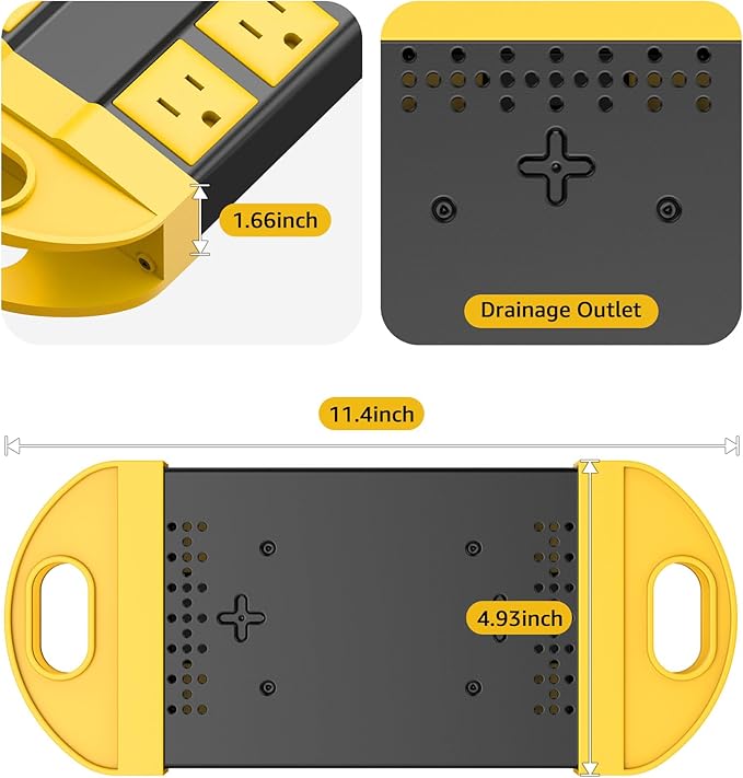 CCCEI Outdoor Power Strip Weatherproof with 8 Plug, Waterproof Extension Cord with Multiple Outlets, Christmas Exterior Garden Yard Surge Protector 15FT.