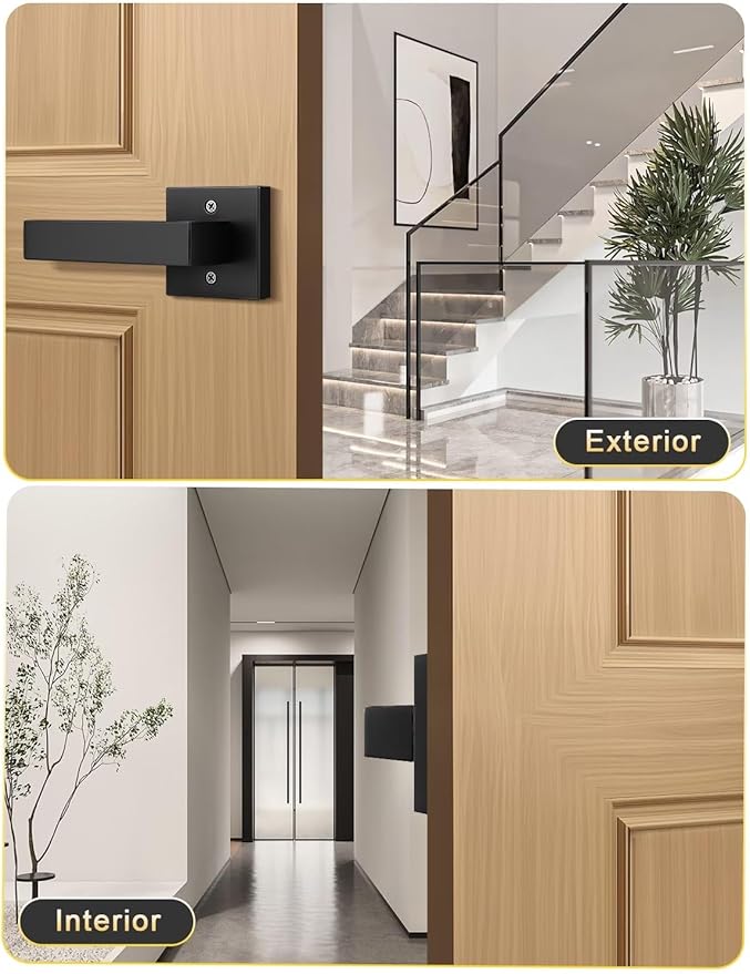 6 Pack Dummy Door Handles for Left Hand and Right Hand, Square Black Door Konbs for Closets, Non-Turning Single Side Pull