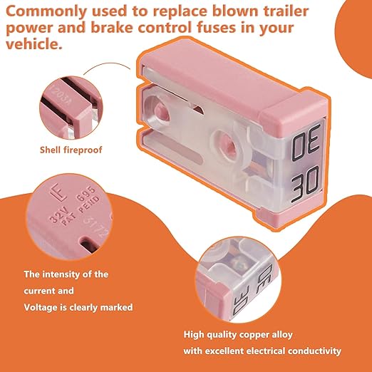 30A 32V Mini Slotted Automotive MCASE Shaped Cartridge Fuse Kit(Pack of 10pcs,30A)