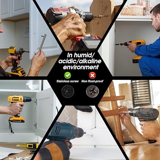 Black Head 100 PCS #10X1 Stainless Steel Phillips Flat Head Wood Screws,Stainless Steel 18-8 A2(304) Screw,Home Screw Kit by QISHENG