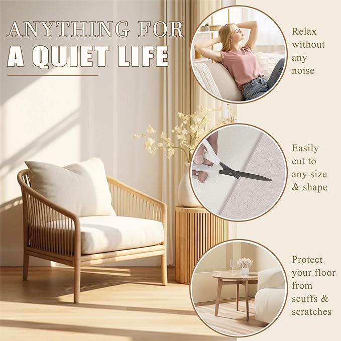 Yelanon Felt Furniture Pads for Hardwood Floors -24 Pcs 2.5" Premium Felt Pads for Chair Legs, Floor Protectors for Furniture, Beige