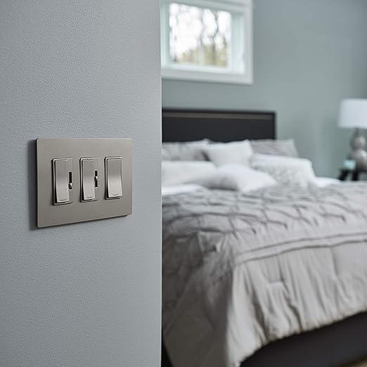 Legrand radiant TM874NICC6 15 Amp Rocker Wall Switch, 4-Way Decorator Light Switches, Nickel (1 Count)