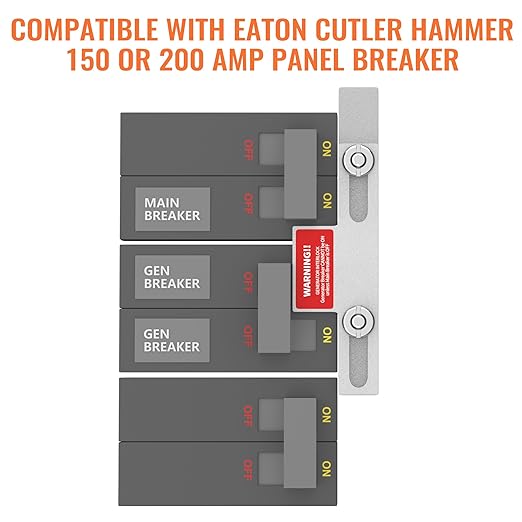 Generator Interlock Kit Compatible with Eaton Cutler Hammer 100 Amp or 125 Amp for BR Panels with Adjacent Main and Branch Breakers