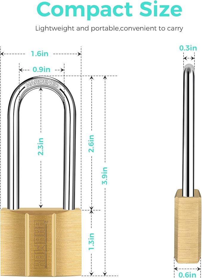 81/40L-4P Long Shackle Keyed Padlock (Keyed Alike, Waterproof, Solid Brass Lock) for Sheds, Storage Unit, School, Gym Locker, Fence, Toolbox, Hasp, Storage - 1-9/16 in. (40 mm L) *4