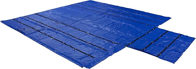 Mytee Products 20' x 27' Flatbed Truck 18 Oz Lumber Tarp with 6 FT Drop - Blue Heavy Duty Vinyl Waterproof Tarp for Trailers to Protect Cargo from Wind, Rain, Snow and Sun
