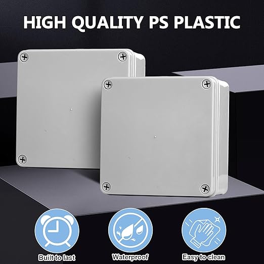 Kanayu Conduit Box Electrical 6'' x 6'' x 3'' Junction Box Plastic Dustproof Waterproof IP65 Gray White Protect Conduits and Fittings Universal Electrical Project Enclosure for Outdoor