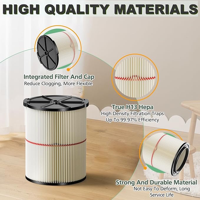 1 Pack Replacement Cartridge Filter Compatible with Craftsman 17816 9-17816 Wet Dry Vac fit 5/6/8/12/16/32 Gallon & Larger Vacuum Cleaner