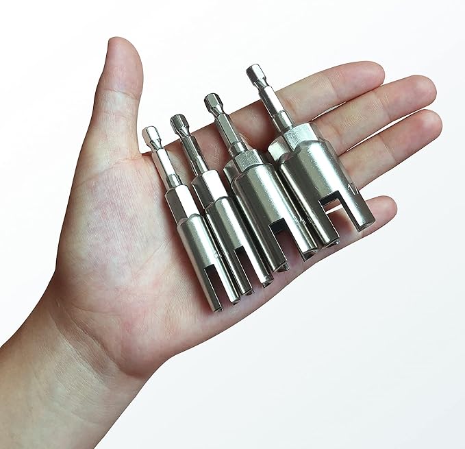 4 Pack 1/4" Hex Shank,Power Wing Nut Driver Set,Slot Wing nuts Drill Bit Socket Wrenches Tools Set, Drills Bits for Panel Nuts screws eye C hook bolt (4 Pack 4 Size (8mm,11mm,14mm,17mm))