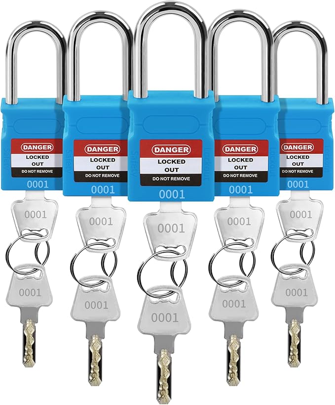 Lockout Tagout Locks - 5 Pack Blue Loto Locks, Keyed Alike Padlock OSHA Compliant Lock Out Tag Out Lock, Safety Padlocks for Electrical Lockout Tag Out Kits