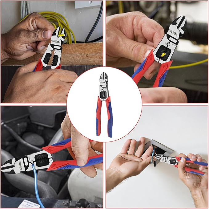 Wire Cutters, Side Cutters with Wire Stripper and Crimper, 8.6 Inch Wire Cutters Heavy Duty, 3-in-1 Diagonal Cutters for Cutting, Crimping, and Stripping