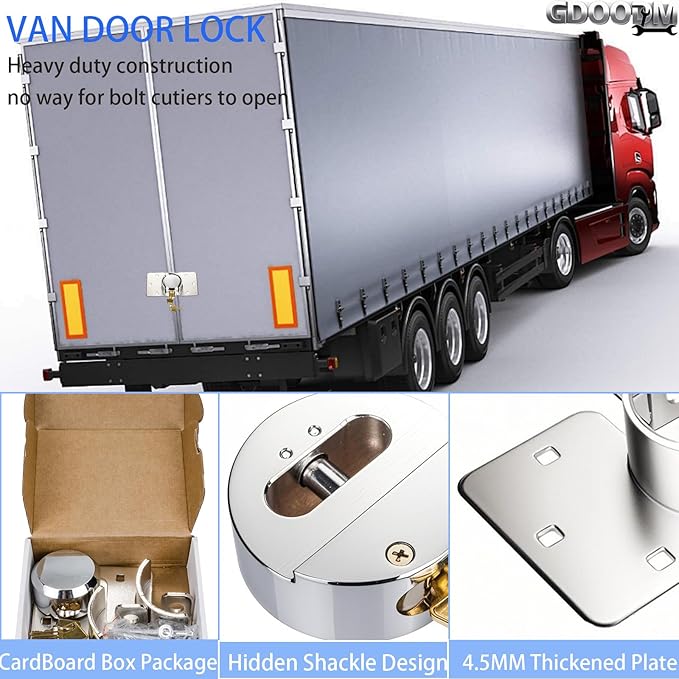 2 Pack Heavy Duty Hidden Shackle Padlock with Hasp, 2.87”/73mm Solid Steel Puck Lock Keyed Alike with Locking Hasp, 80mm Screws, Fits for Trailers, Trucks, Vehicles, Garage, Shipping Container