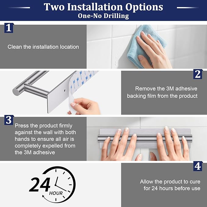 Brushed Nickel Toilet Paper Holder, Adhesive or Screw Toilet Roll Holder Wall Mount, SUS304 Stainless Steel Double Post Pivoting Toilet Roll Holder for Bathroom, Kitchen, Washroom