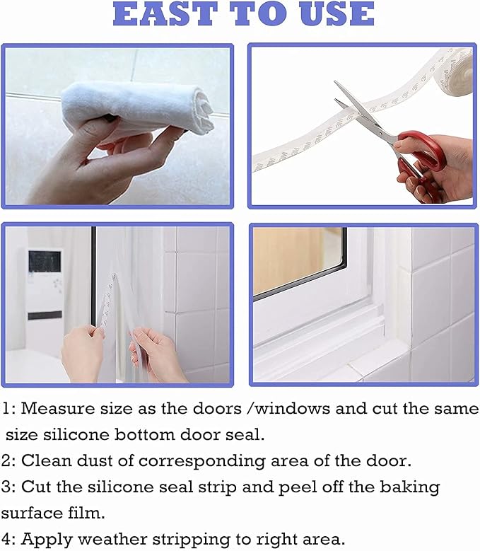 Weather Stripping Door Seal Strip,Door Strip Bottom for Doors Silicone Sealing Sticker Adhesive for Doors and Windows Gaps of Anti-Collision Silicone 5M/16FT (35MM, Transparent)