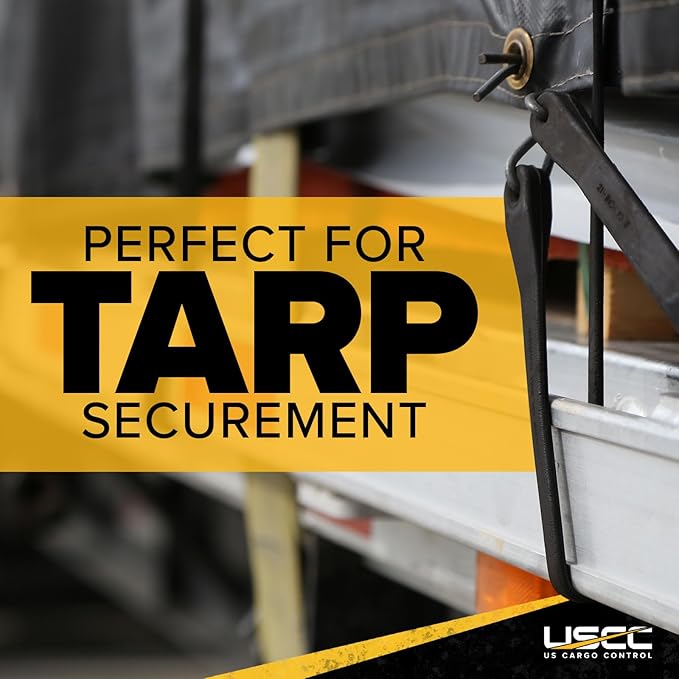 US Cargo Control 21 Inch Rubber Bungee Cords with S-Hooks (50 Pack), 32 Inch Stretch, Rubber Tarp Straps with Hooks for Flatbed Tarps, Trailers, Tarp Covers, Motorcycles, Cargo, Canopies, and More