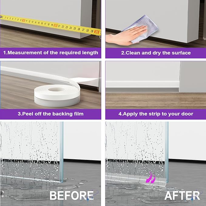 Weather Stripping Door Seal Strip for Gaps, Silicone Draft Stopper Adhesive Tape for Sliding Doors, Windows, Shower Glass, Soundproof Seal for Home Insulation, 32.8ft Roll Brown