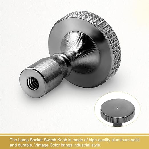 DiCUNO Lamp Turn On/Off Switch Knobs Replacement, Metal Lamp Switch Knob for Universal Light Socket, Standard Size, Pearl Black, 4 Packs