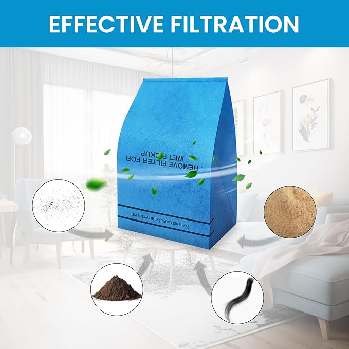 20 Pack Wet Dry Vac Filter Bags for Stinger 2.5-5 Gallon Vacuums, MultiFit VF2000, WORKSHOP WS01025F, Craftsman 9-38737, Husky, and Bucket Head Shop Vac Vacuums(with 8 Retaining Bands)