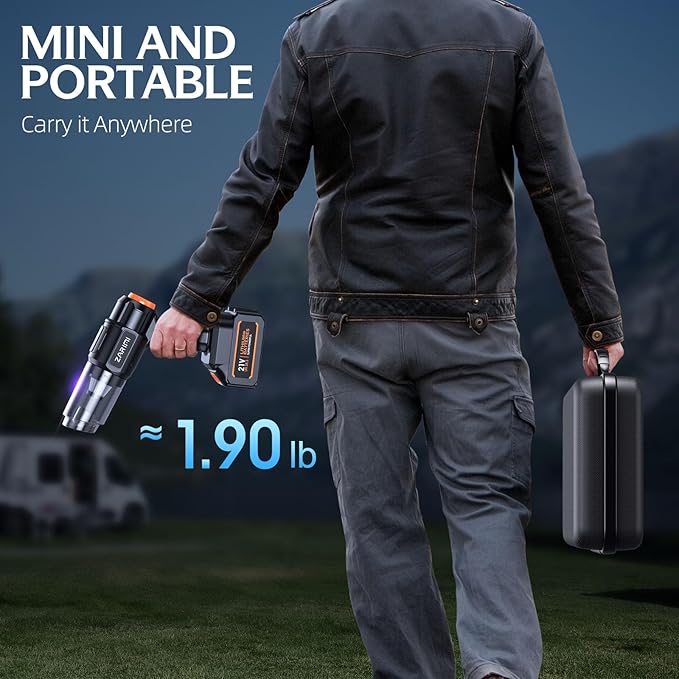 Car Vacuum Portable Cordless, 50000Pa High Power Rechargeable Dust Buster with 2 Batteries & Charger, 6-in-1 Handheld Vacuum Cleaners for Home, Car, Pet Hair, Keyboard, Black