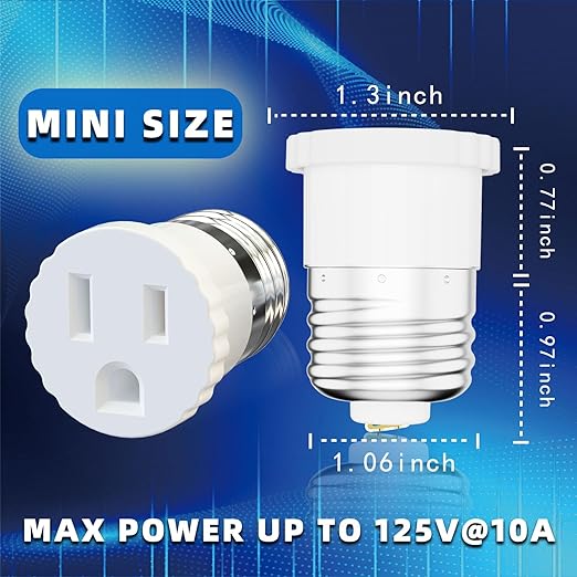 8 Pack, Light Socket to Plug Adapter, Convert Light Bulb Socket to Outlet Adapter (White).