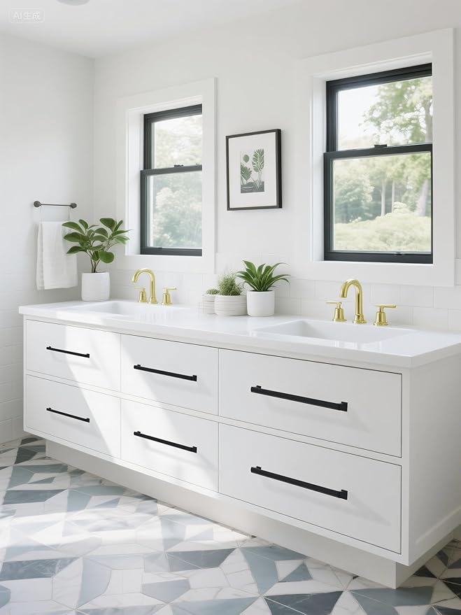 10 Pack 12.6 Inch(320mm) Hole Center Matte Black Modern Cabinet Pulls Kitchen Cabinet Handles Kitchen Cabinet Hardware Timeless Drawer Pulls for Dresser Cupboard Wardrobe, M-Black(12.6x10)