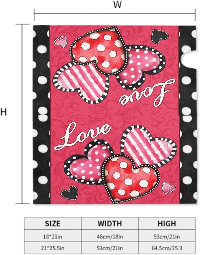 Kawani Valentine's Day Love Hearts Mailbox Covers Magnetic Red Pink and Black Polka Dots Mailbox Covers Magnetic Standard Size 25.5x21 Inch Holiday Post Letter Box Cover for Garden Yard Decor