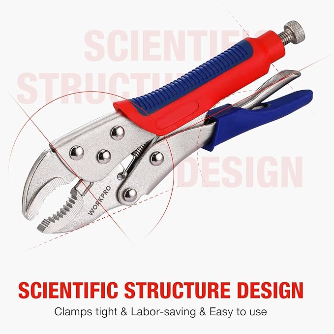 Workpro 3-piece Jaw Locking Pliers (10 Inch Curved Jaw, 7 Inch Curved Jaw, 6-1/2 Inch Straight Jaw)