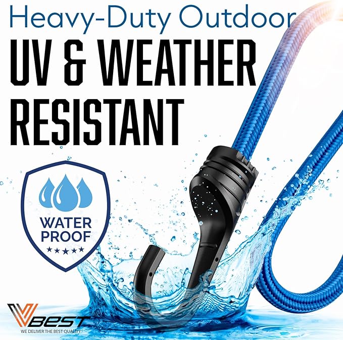 Bungee Cords with Hooks - Heavy Duty Outdoor UV & Weather Resistant 28pc Assortment with 4 Free Tarp Clips, Ball bungees, Canopy Ties & Storage Bag