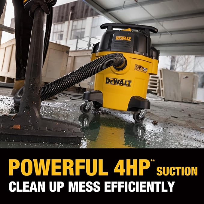 DEWALT Stealthsonic Shop Vacuum Wet and Dry, 5 Gal 4 HP Ultra-Quiet Vacuum Cleaner with Complete Accessory Kit and 6 Bonus Dust Bages - Ideal for Home, Jobsite, Workshop, Garage, Car DXV05P-QTA