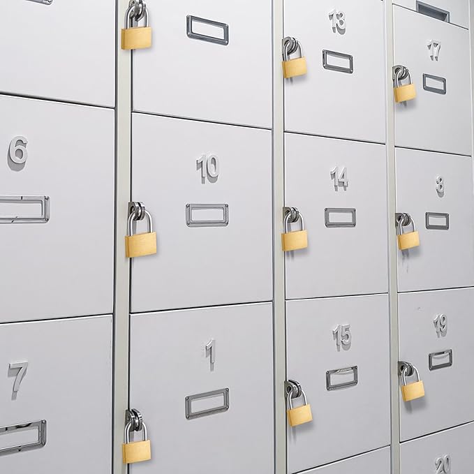 Kenning 16 Pcs Solid Keyed Alike Padlocks 0.98" Solid Brass Padlock with Key Weatherproof Luggage Locks Suitcase Lock Wide Body with Hardened Steel Shackle for Sheds, Storage Unit, Gym Fence