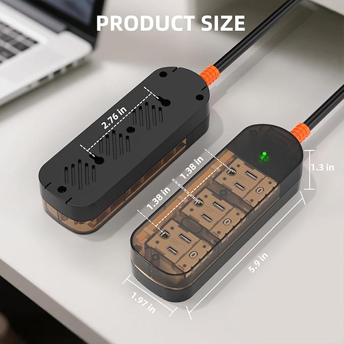 Surge Protector Power Strip, KPQ IPX6 Grade Waterproof Outdoor/Indoor Power Strip Weatherproof with 3 AC Outlets, 5FT Extension Cord, Wall Mountable for Home, Office, Camping