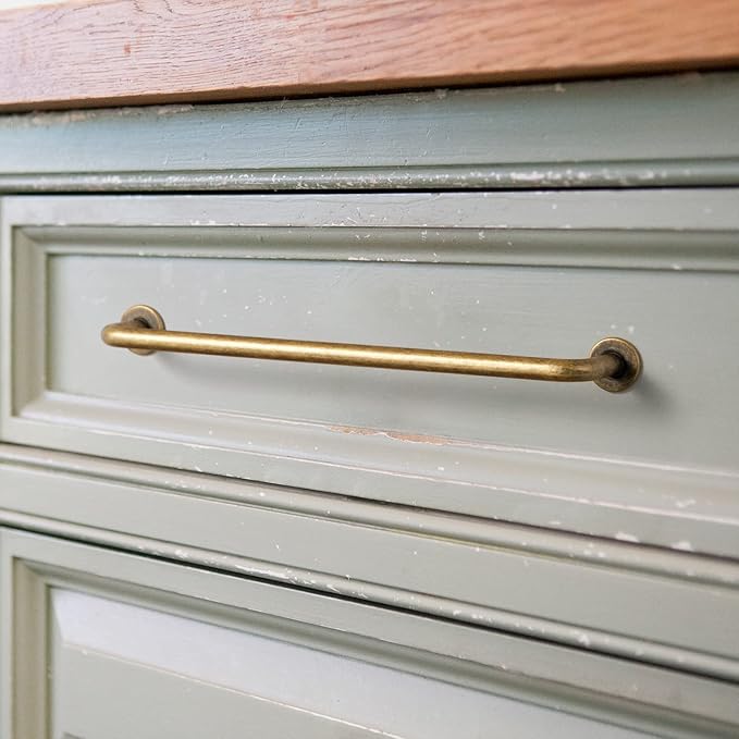 Goo-Ki 6 Pack Antique Brass Cabinet Handle Drawer Pulls, 12.6" c-c Vintage Bronze Retro Brass Appliance Pull Bar Handles Solid Zinc Alloy Kitchen Hardware for Cupboard Furniture