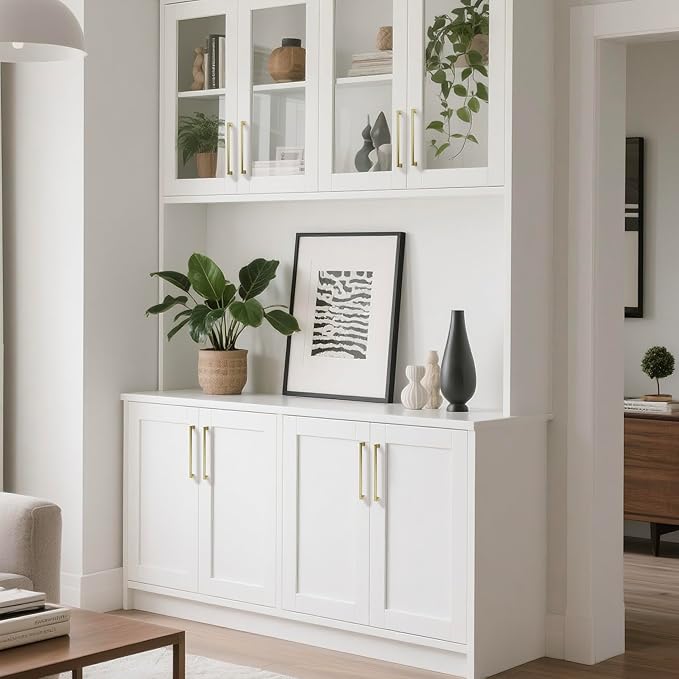 10 Pack 7.5 Inch(192mm) Hole Center Brushed Gold Modern Cabinet Pulls Kitchen Cabinet Handles Kitchen Cabinet Hardware Timeless Drawer Pulls for Dresser Cupboard Wardrobe, B-Gold(7.5x10)