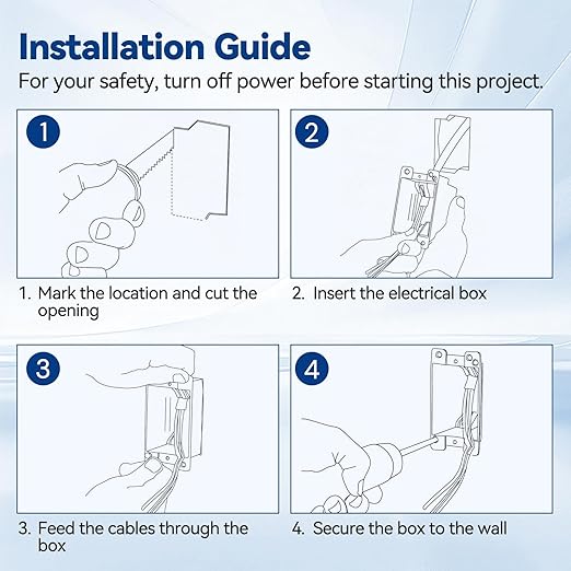 Old Work Box 1 Gang, 14 CU. in. Drywall Electrical Box, PVC, UL Listed, 6 Pack
