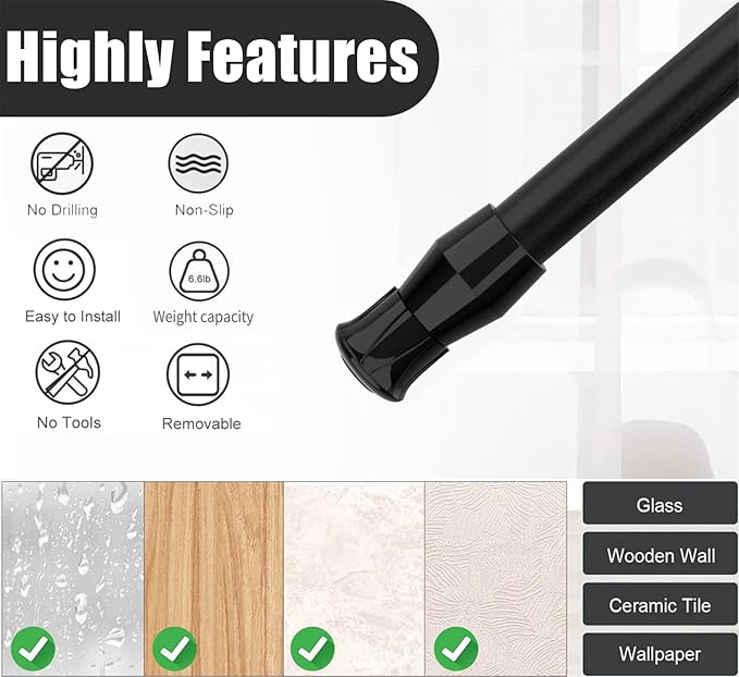 2 Pcs Window Security Bar, Adjustable Sliding Glass Door Bar Sliding Door Security Bar Window Safety Lock Bar with Rubber Tips, Suitable for Lengths of 15.7-27.5 Inch