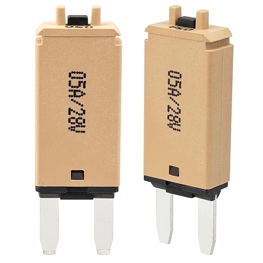 NuIth Manual Reset 5A Mini Fuse Circuit Breakers, E73 Low Profile ATM Circuit Breaker Blade Fuse DC 28V Resettable Standard Blade Fuses for Car Truck RV Marine (2PCS-5A)