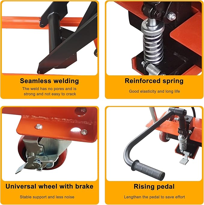 ONEN Hydraulic Scissor X-Frame Lift 1102 LBS Lifting Capacity, 59 in Lifting Height, Manual Scissor Lift Table with 4 Lockable Wheels & Foot Pump, Elevating Hydraulic Cart for Material Handling
