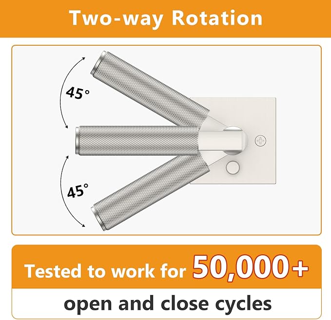 Amerdeco 1 Pack Privacy Door Handles, Brushed Satin Nickel Interior, Knurled Lever, Heavy Duty for Bedroom and Bathroom, Reversible Keyless for Right & Left Side AM0021