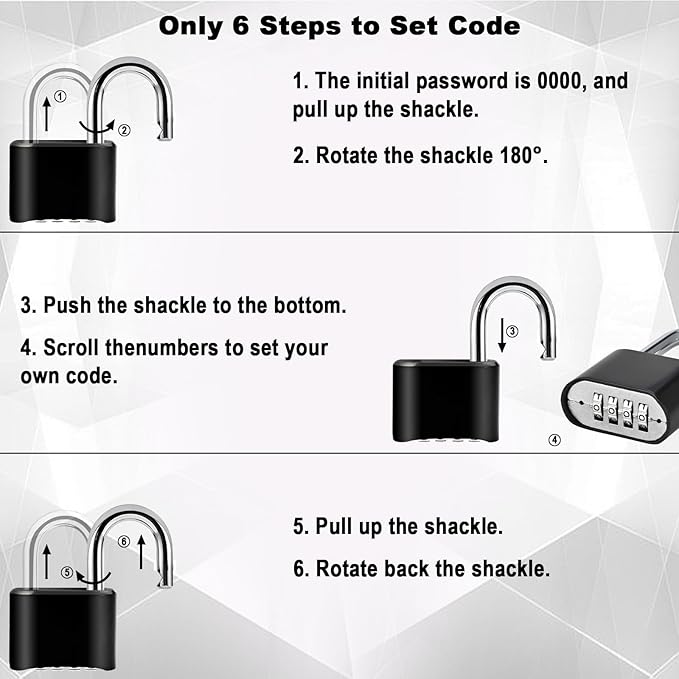 4pcs Combination Lock, 4-Digit Heavy Duty Combo Lock, Combination Padlock Outdoor Waterproof Gate Locks for Outdoor Fence, Locker, Sheds, Gym, Gate Hasps (4pcs, Short Shackle)