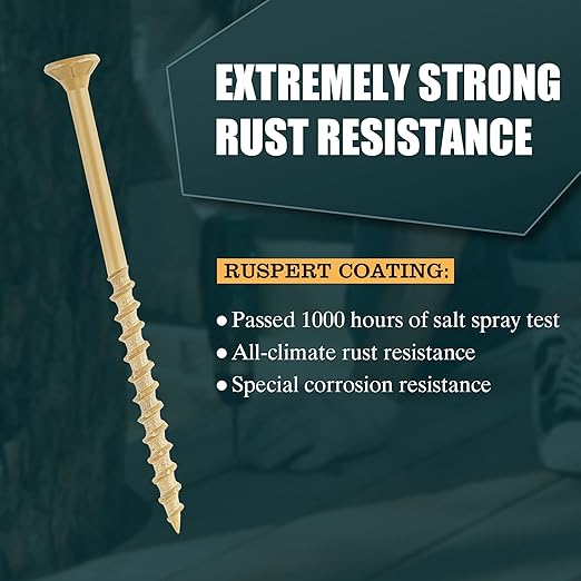 WELLOCKS Deck Screws, Wood Screws, Tan, Superior Rust Resistant, Epoxy Coated, Above 1000 Hour Salt Spray Coating T25 Torx Star Bit Included for Outdoor Wood Fence (1.2LBS Tan, #8×1")