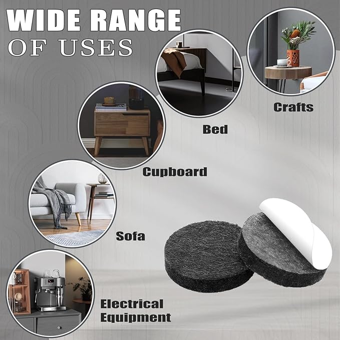 Yelanon Felt Furniture Pads -182 Pcs Premium Felt Pads for Chair Legs Furniture, Floor Protectors for Hardwood Floors,Black & Beige