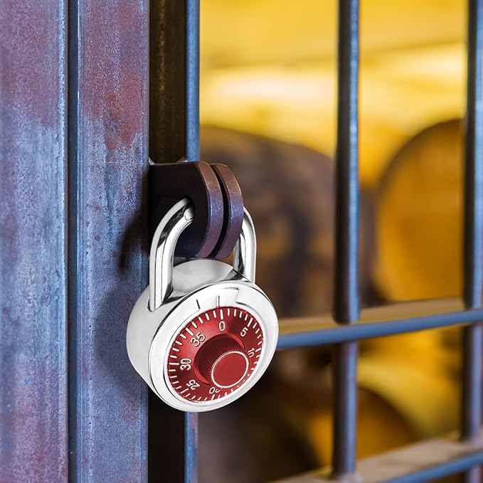 Combination Padlock,Lock for Gym and School Lockers Safe,Red Turntable,Mini Combination Lock(Pack of 1)