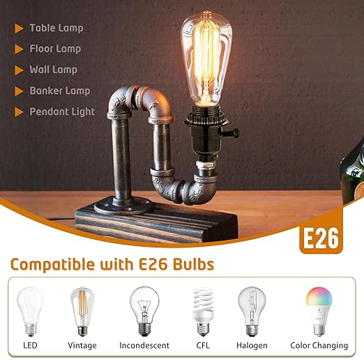 UL Listed E26 Light Socket Replacement,with 2 Lamp Shade Rings,2 ON/Off Turn Knob Types (Short/Long),Other Repair Parts. Fits Table Lamps, Floor Lamps and Light Fixtures,Black (1)